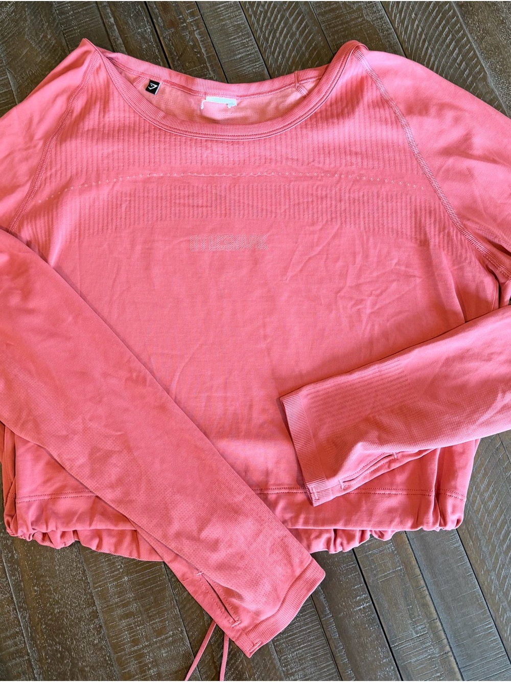 🦈 GYMSHARK Pink Seamless Long Sleeve Crop Top Size M 💪🏻